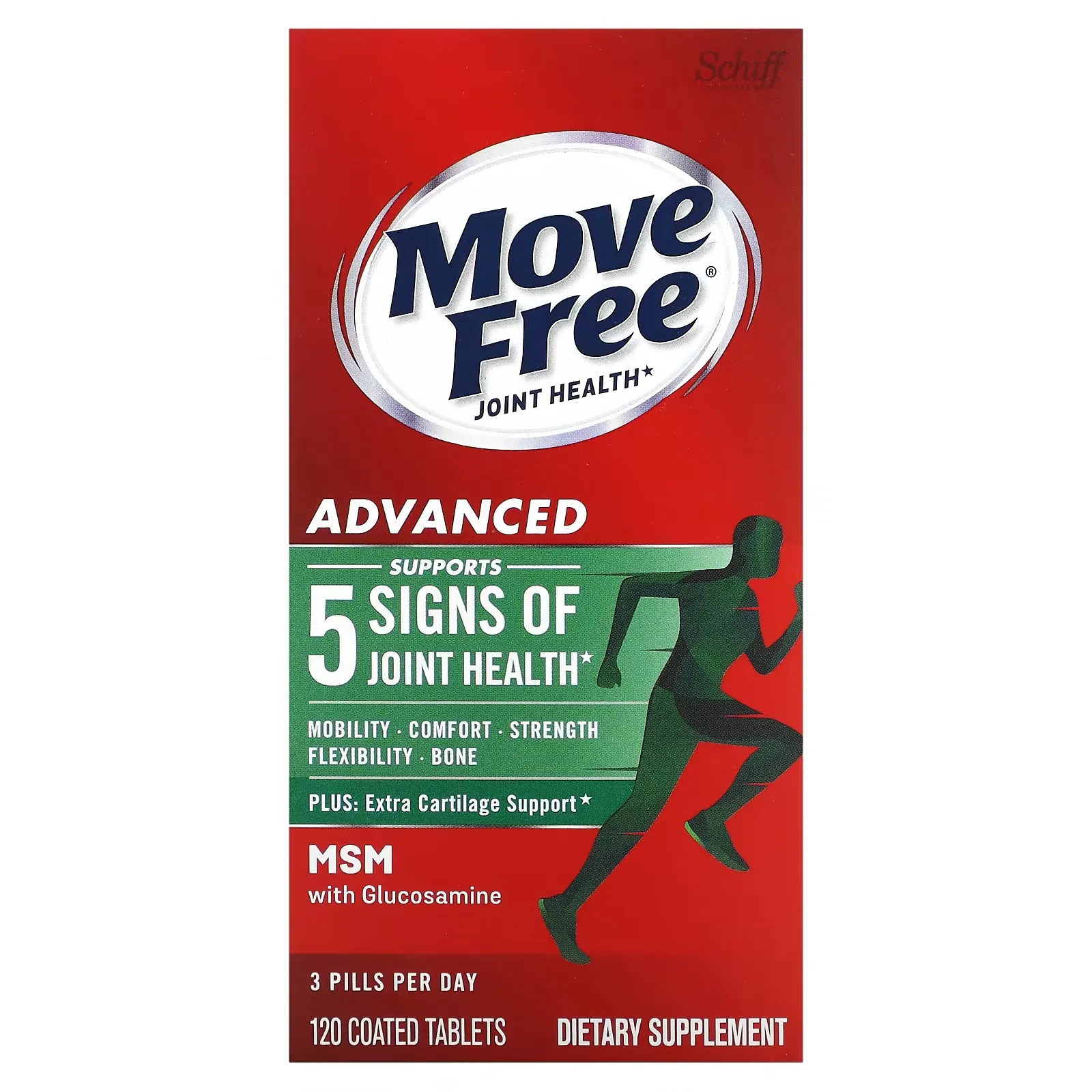 Move Free Joint Health, Advanced Plus MSM with Glucosamine, 120 Coated Tablets