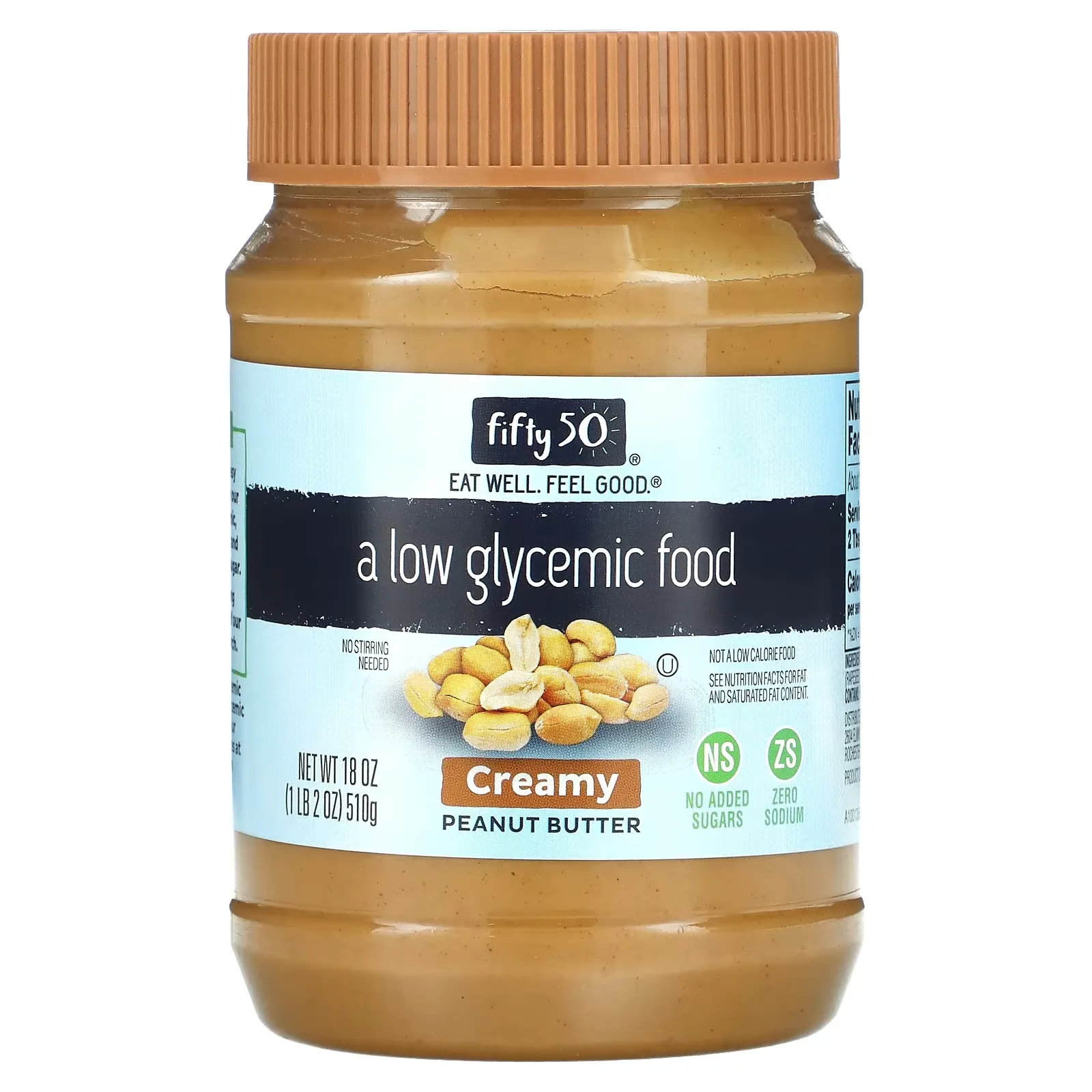 Low Glycemic Peanut Butter, Creamy, 18 oz (510 g)