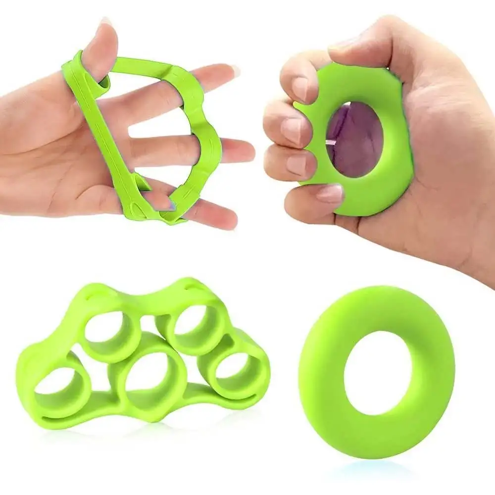 Strauss Silicon Finger Stretcher & Hand Grip Exerciser (Set of 2),  Green