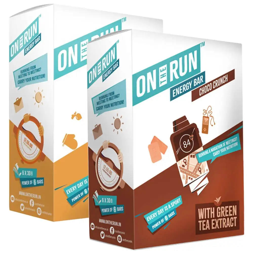 On The Run Energy Bar Combo,  6 Piece(s)/Pack  Oat & Apricot + Choco Crunch