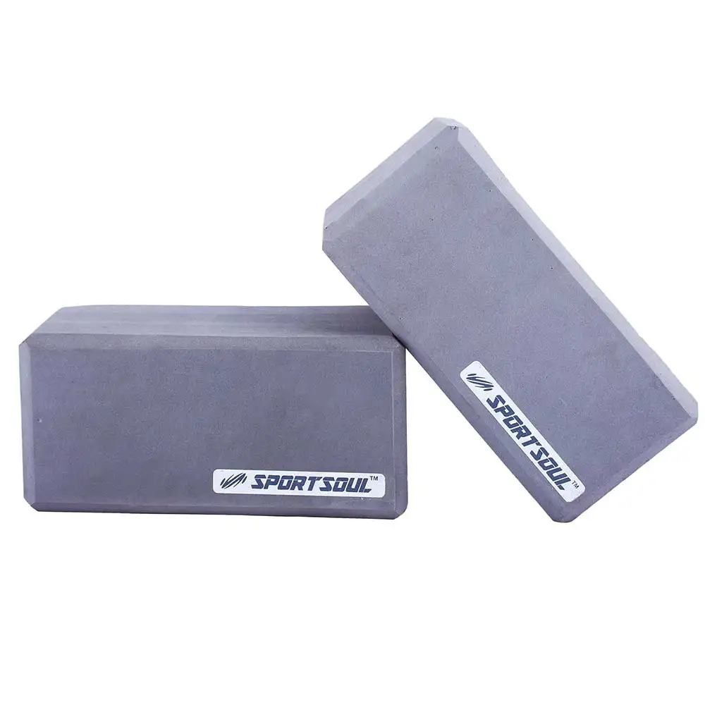 SportSoul Classic Yoga Block,  Grey (Pack of 2)  22 x 11 x 7 cm