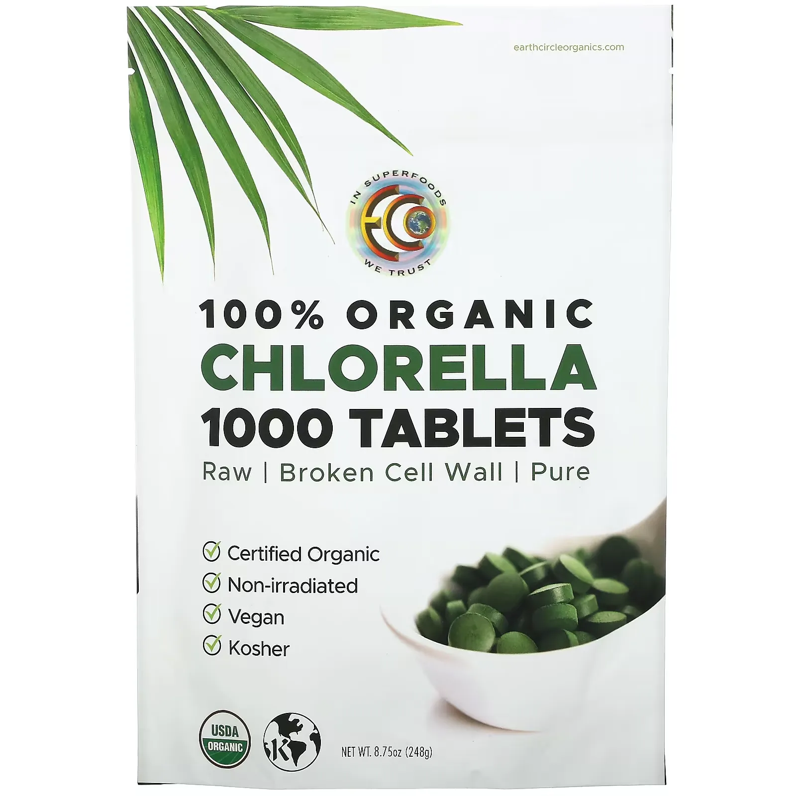 100% Organic Chlorella Tablets, 1,000 Tablets, 8.75 oz (248 g)