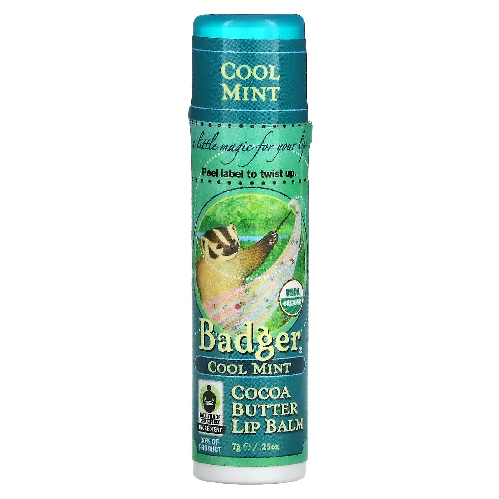 Cocoa Butter Lip Balm, Cool Mint, 0.25 oz (7 g)