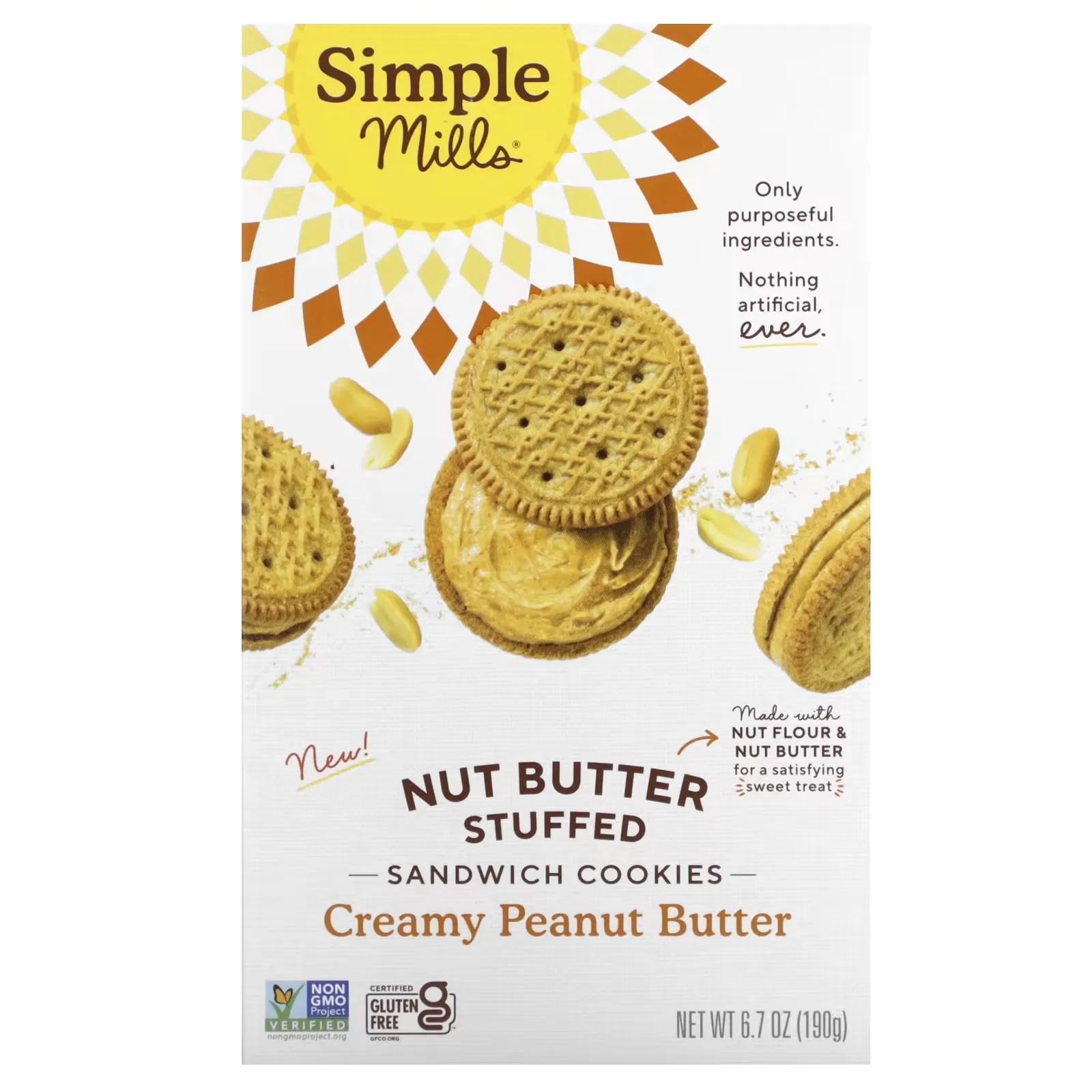 Nut Butter Stuffed Sandwich Cookies, Creamy Peanut Butter, 6.7 oz (190 g)