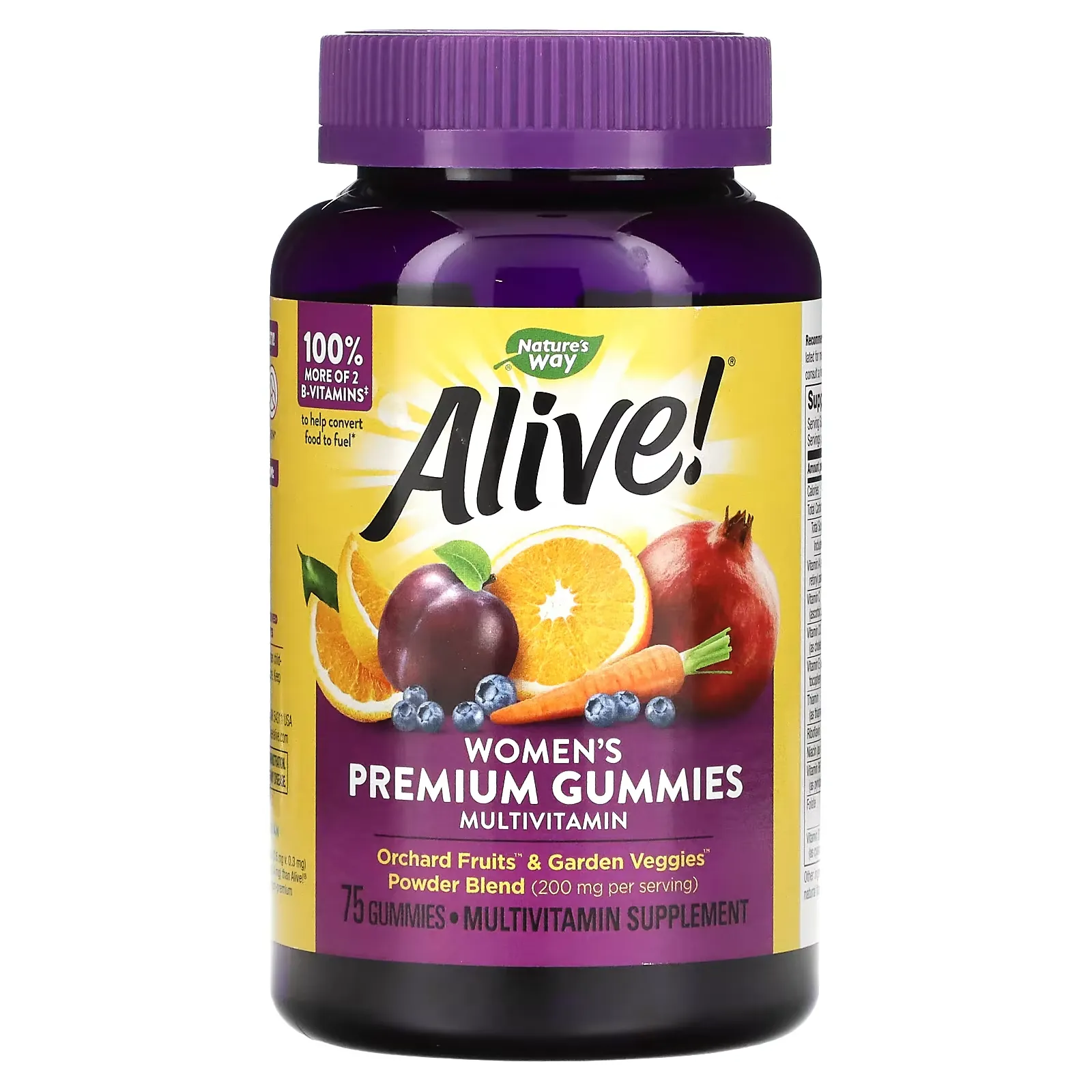 Alive! Women's Premium Gummies, Multivitamin, Grape, Cherry & Blueberry Acai, 75 Gummies