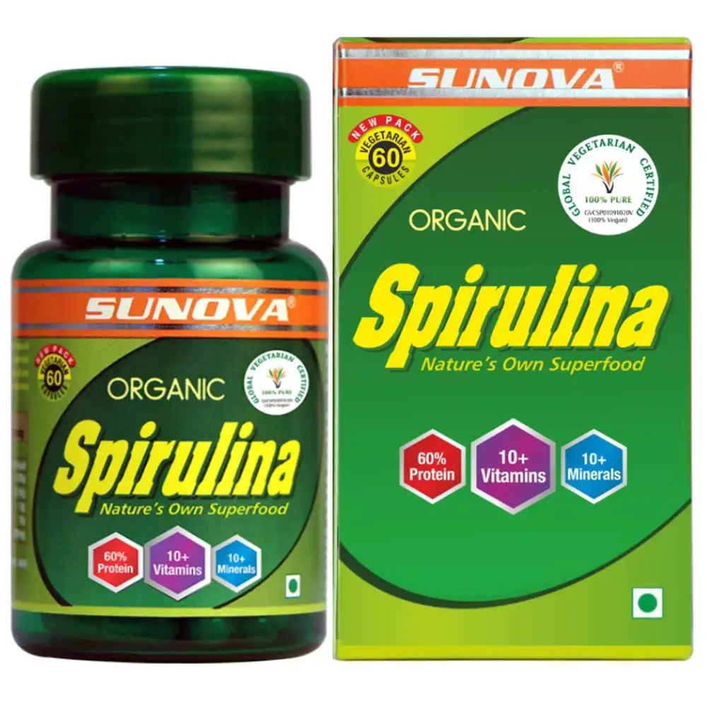 Sunaova Organic Spirulina,  60 veggie capsule(s)