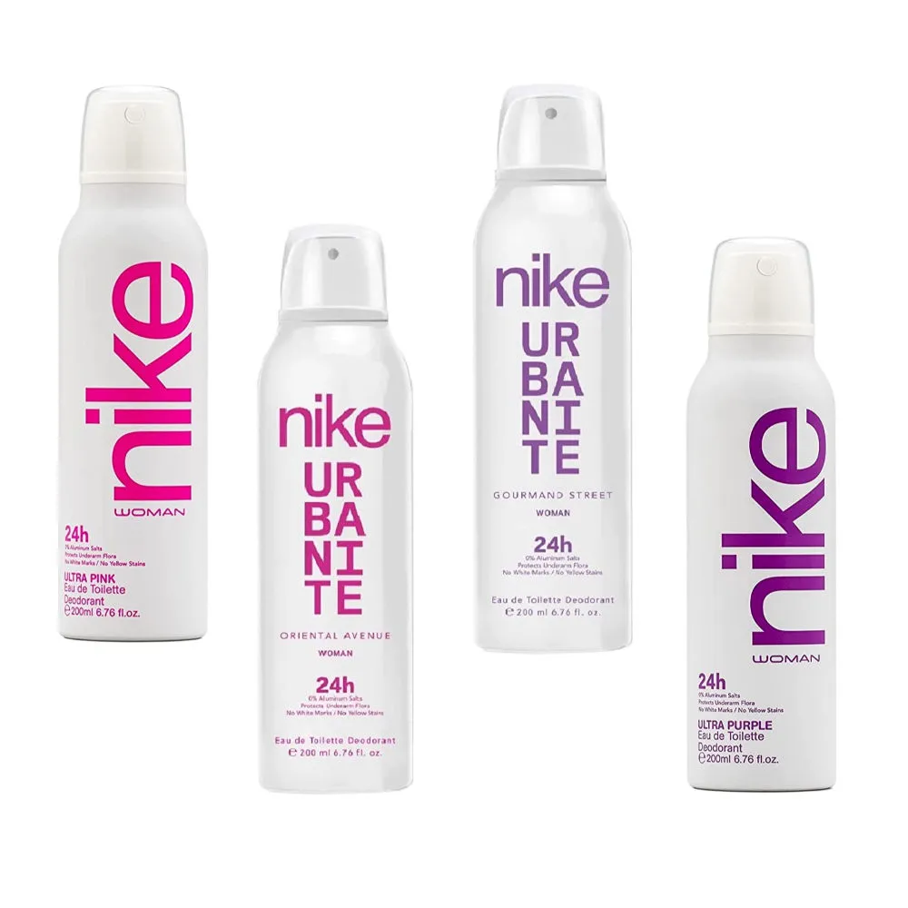 Nike Ultra Pink + Oriental Avenue + Gourmand Street + Ultra Purple Woman Deodorant - Pack Of 4