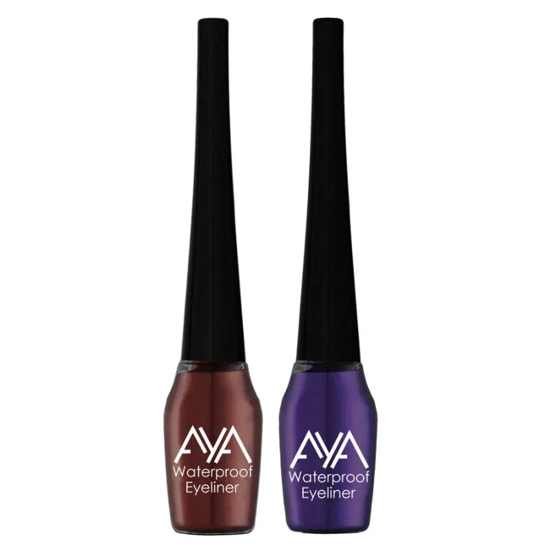 AYA Waterproof Eyeliner - Brown And Purple (Set of 2)