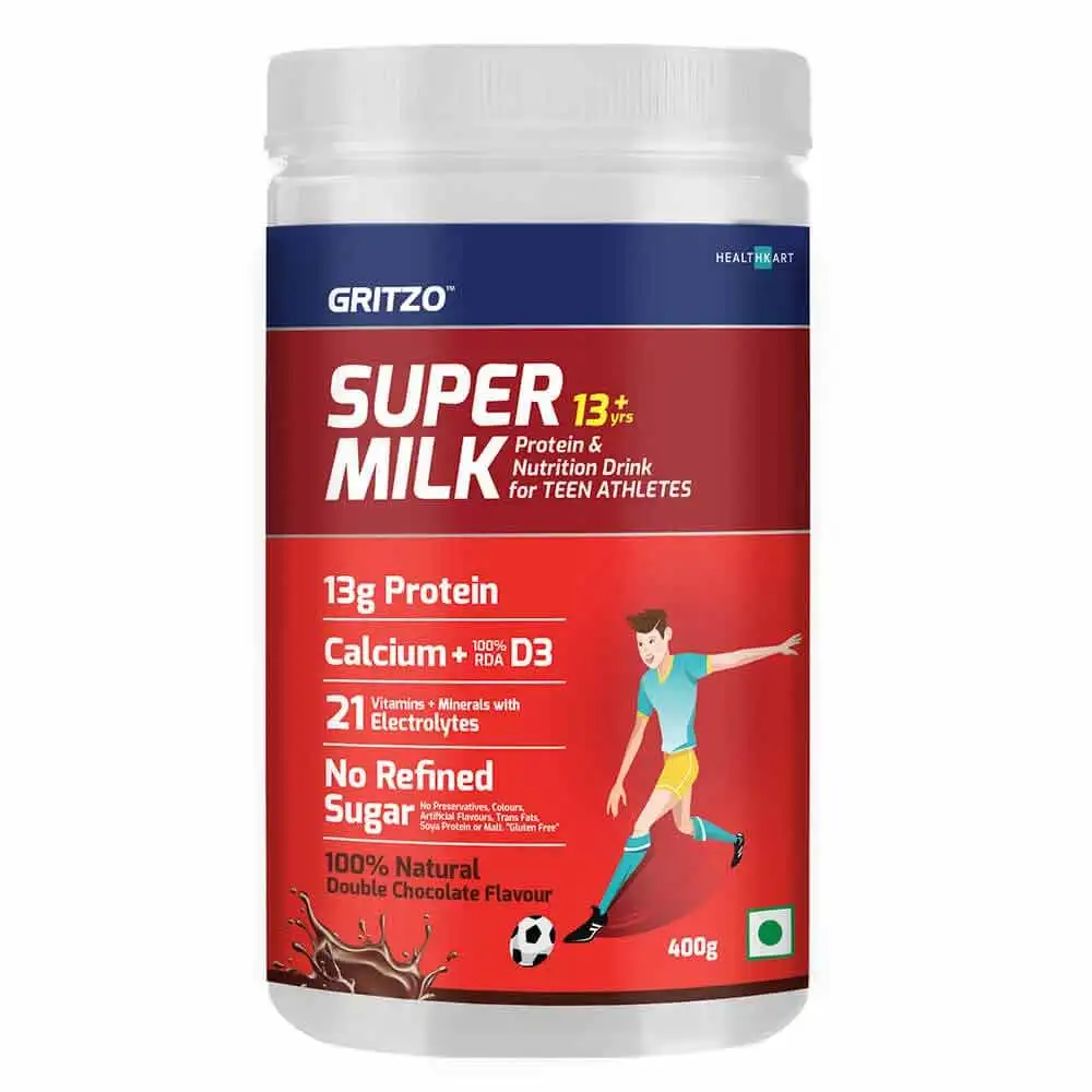 Gritzo Super Milk Teen Athletes Protein & Nutrition Drink 13+y OP,  400 g  Natural Double Chocolate