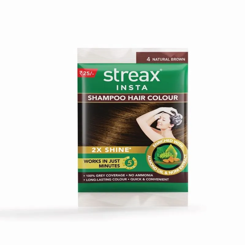 Streax Insta Shampoo Hair Colour - Natural Brown