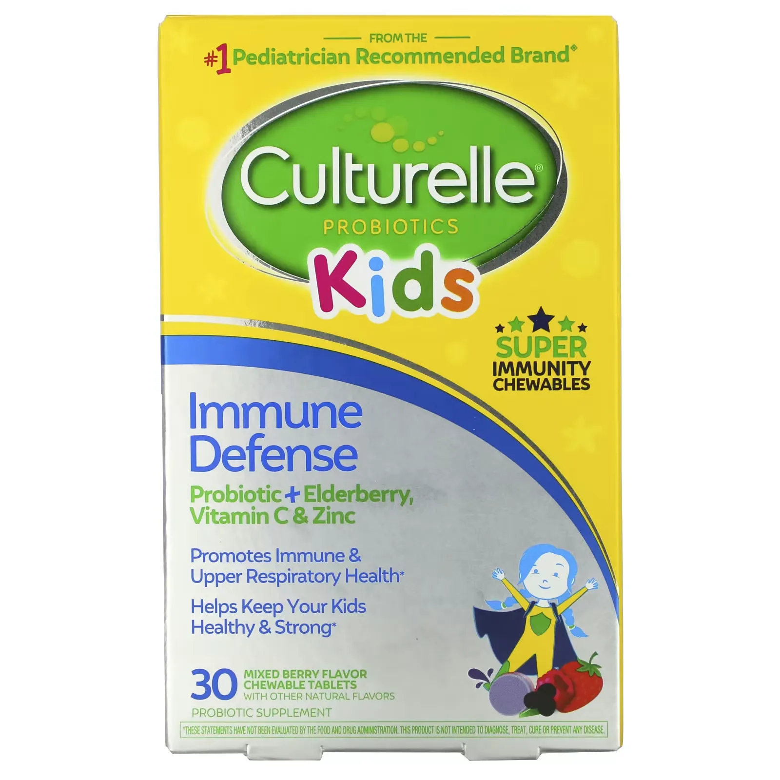 Kids, Probiotics, Immune Defense, Mixed Berry Flavor, 30 Chewable Tablets