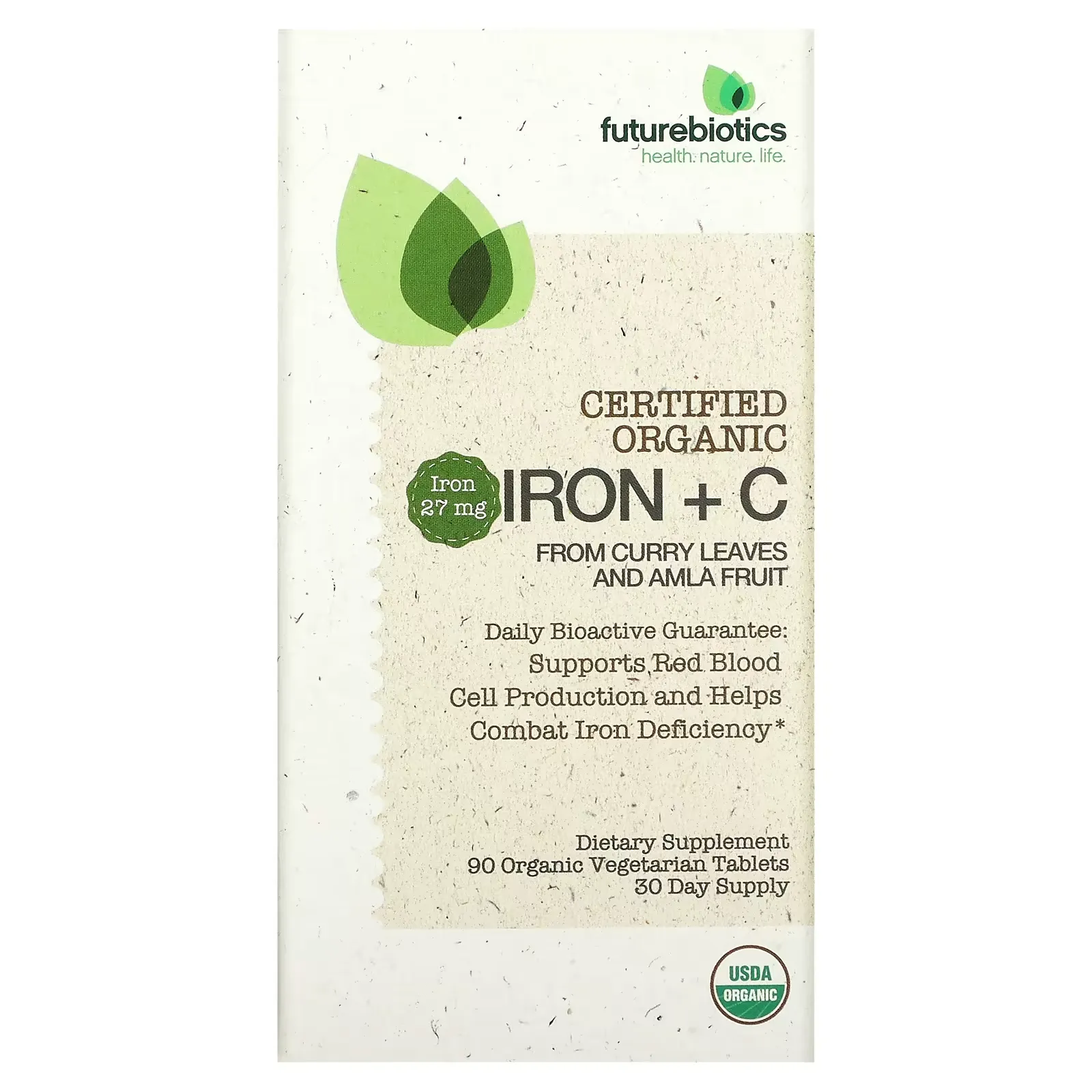 Certified Organic Iron + C, 90 Organic Vegetarian Tablets