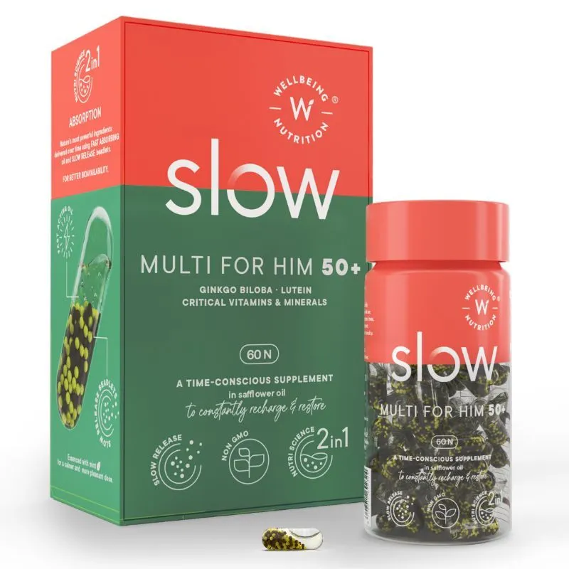 Wellbeing Nutrition Slow Multivitamin For Men 50+ For Bone & Joint Flexibility, Heart And Cognition