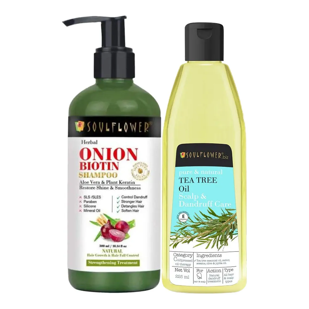 Soulflower Anti-Dandruff Control Tea Tree & Biotin Shampoo Combo Kit