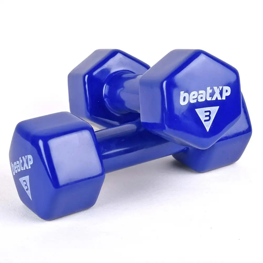 beatXP Vinyl Dumbbells,  Blue (Pack of 2)  3 kg