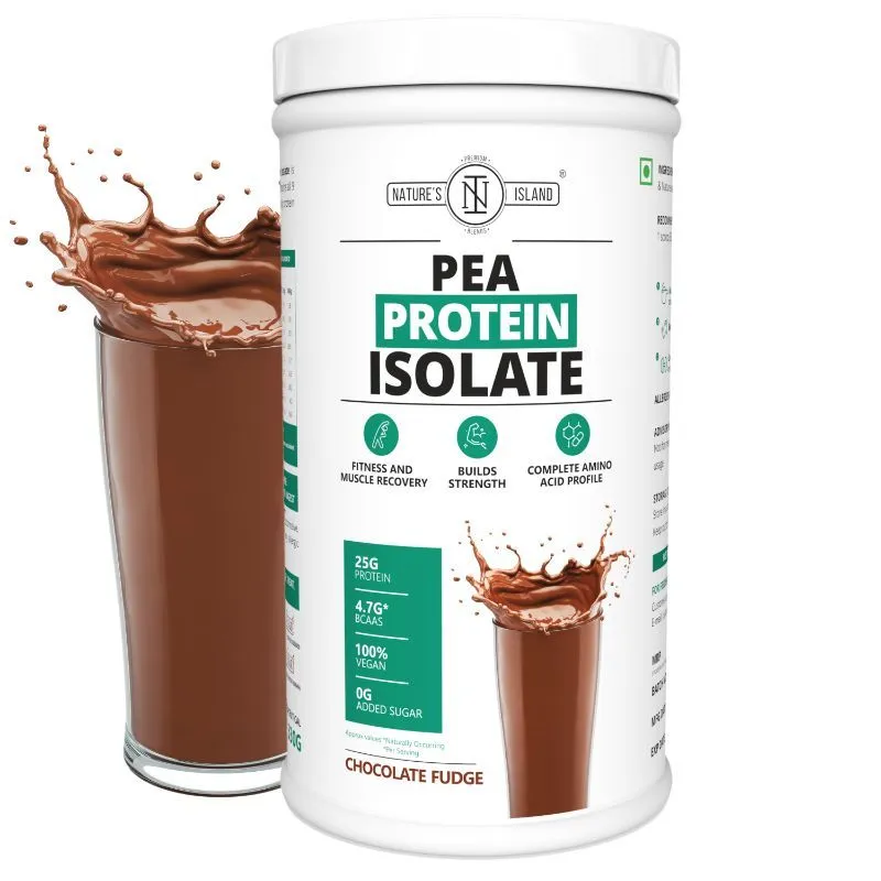 Nature's Island Pea Protein Isolate (23g Protein, 4.4g Bcaas, 100% Vegan, 0g Sugar)- Chocolate Fudge