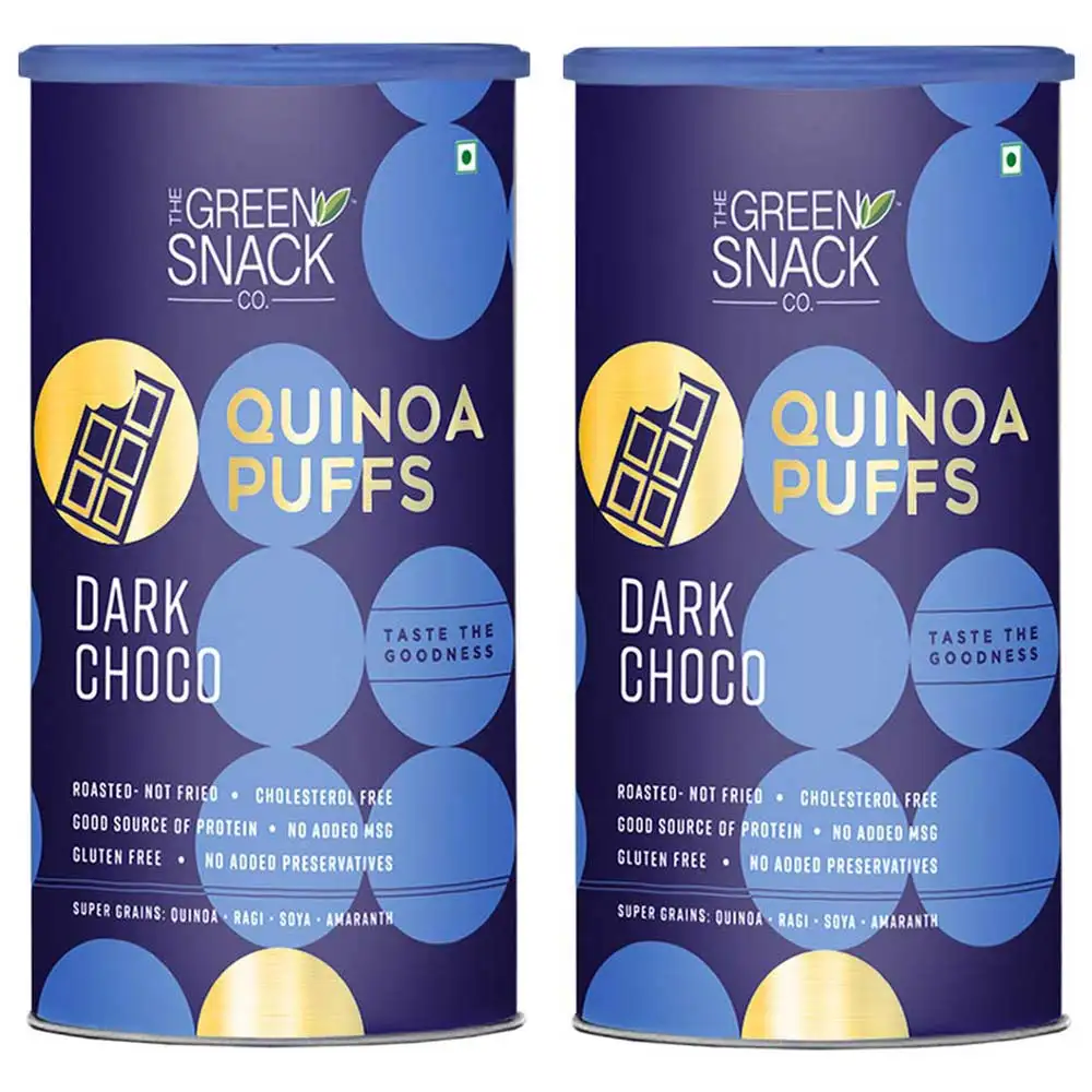 The Green Snack Co. Quinoa Puffs - Pack of 2,  Dark Choco  150 g