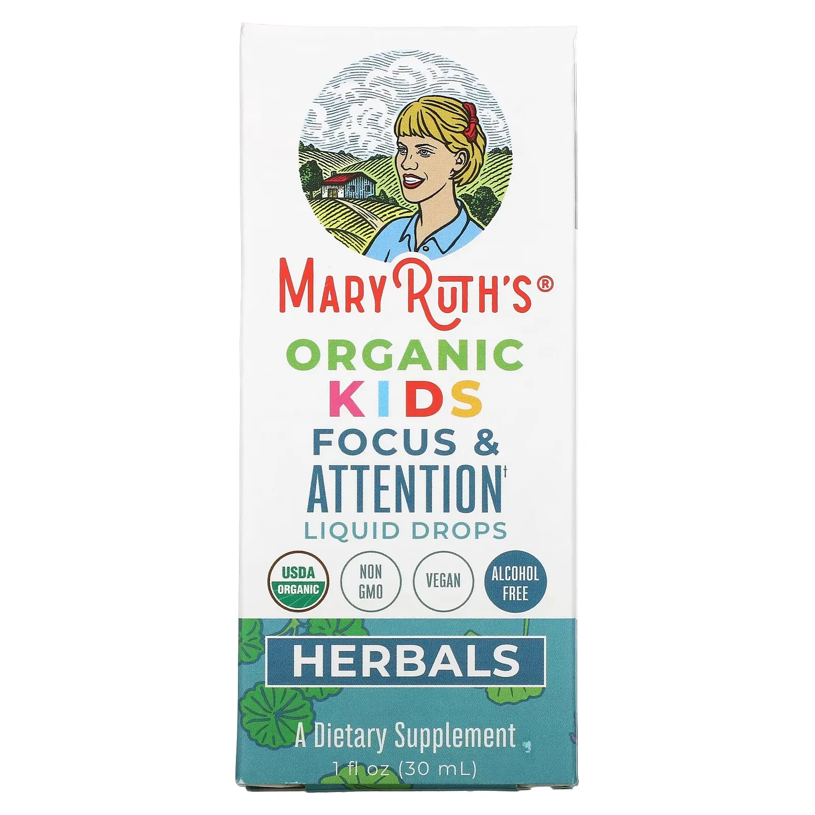 Herbals, Organic Kids Focus & Attention Liquid Drops, 1 fl oz (30 ml)