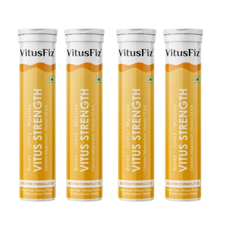 VitusFiz Strength Calcium Vit D3 With Magnesium For Bones Joints & Muscles Tablets - Pack Of 4