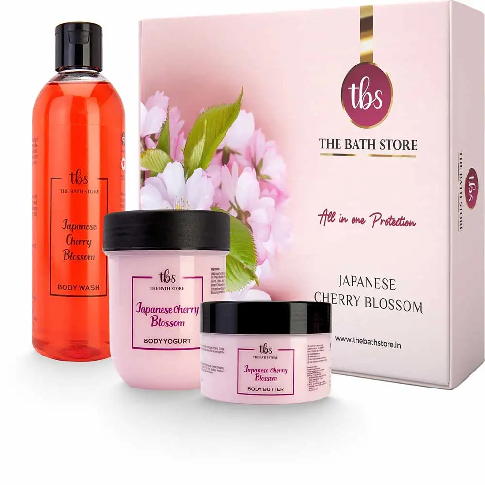 The Bath Store Japanese Cherry Blossom Combo (Body Butter 200gm +  Body Wash 300ml + Body Yogurt 200gm),  3 Piece(s)/Pack  for All Skin Type