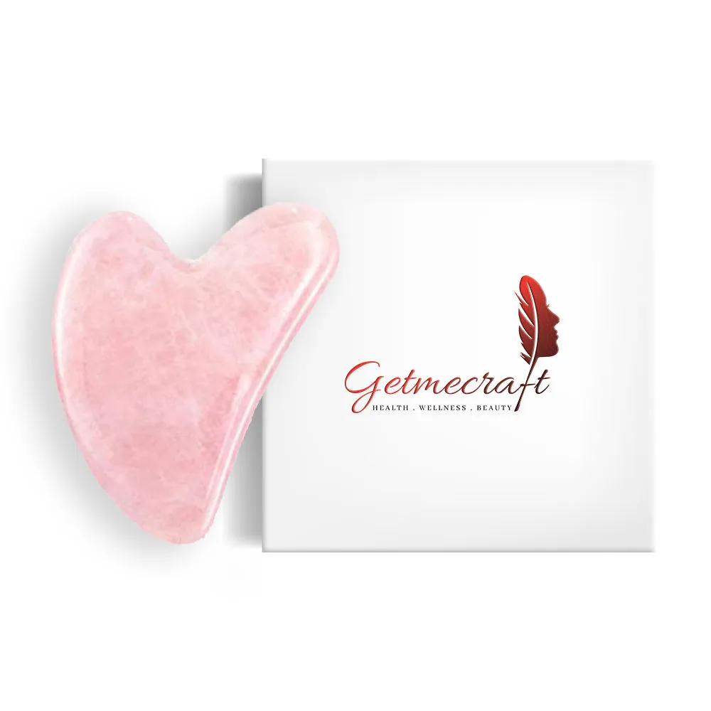 Getmecraft Rose Quartz Gua Sha Stone For Face, Neck And Under Eye