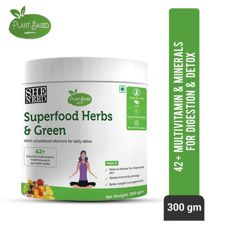 Sheneed Superfood Greens & Herbs With 42+ Vitamins & Minerals-better Digestion & Detox