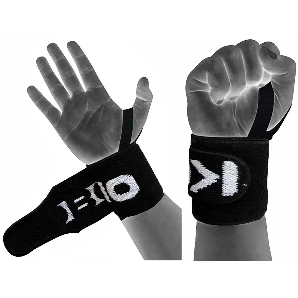 KOBO Gym Straps With Thumb Support (WTA-04),  Black & White  Free Size