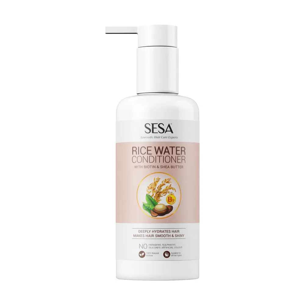 SESA Rice Water Conditioner With Biotin & Shea Butter For Smooth & Shiny Hair, No Sulphates