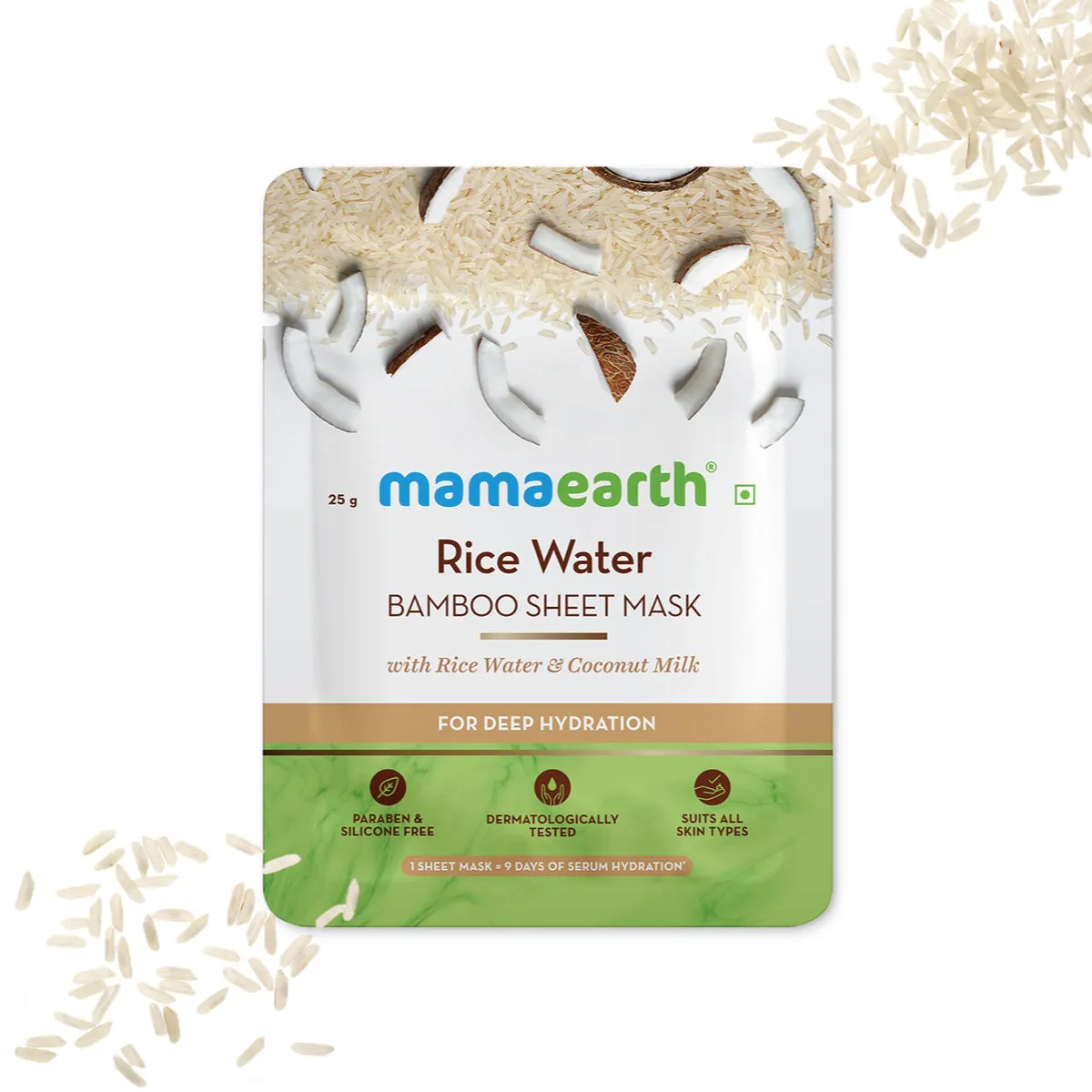 Mamaearth Rice Water Bamboo Sheet Mask with Rice Water & Coconut Milk for Deep Hydration - 25 g\n\n