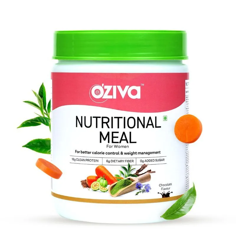 OZiva Nutritional Meal Women for Weight Management, High in Protein with Ayurvedic Herbs, Chocolate