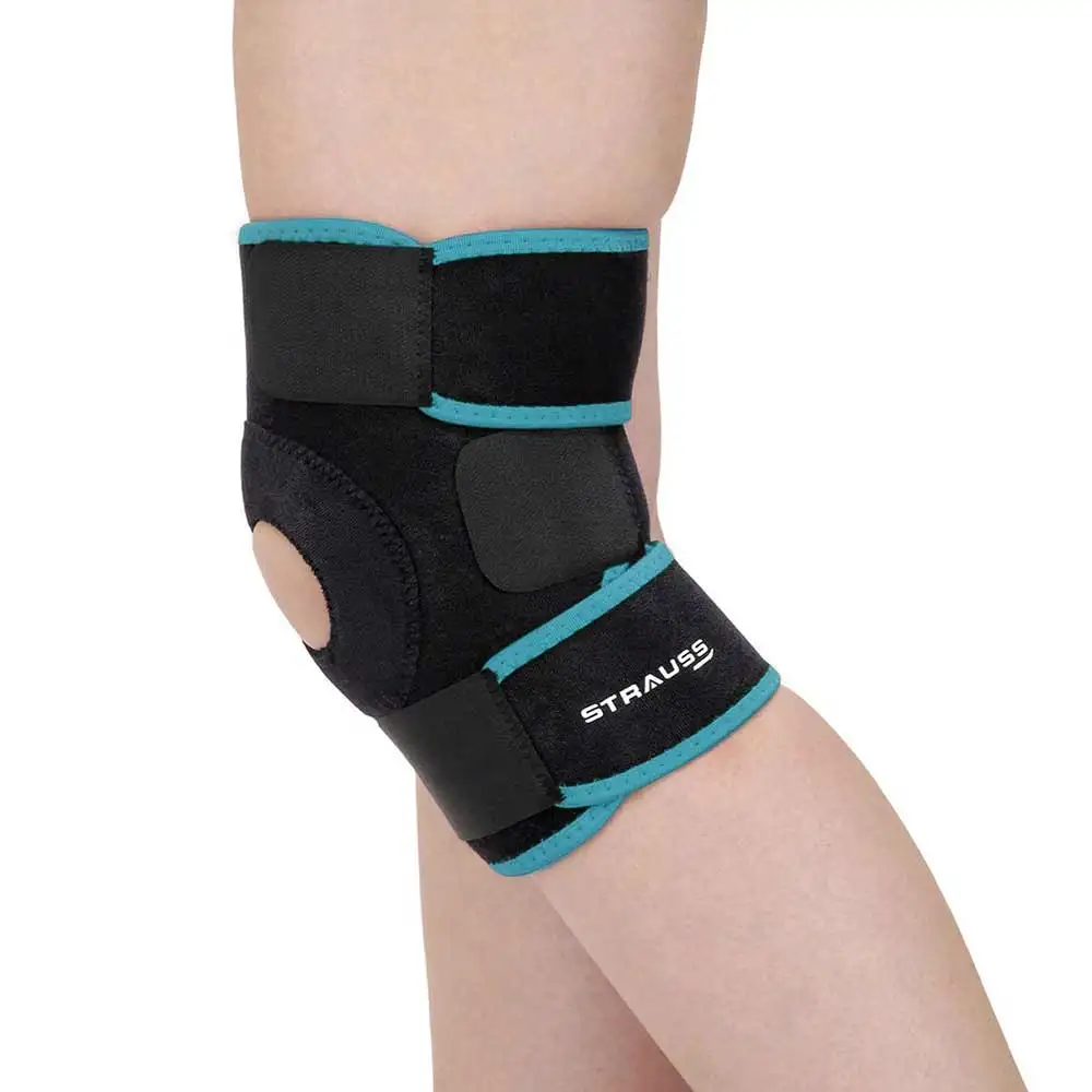 Strauss Adjustable Knee Support Patella,  Black & Blue  Free Size