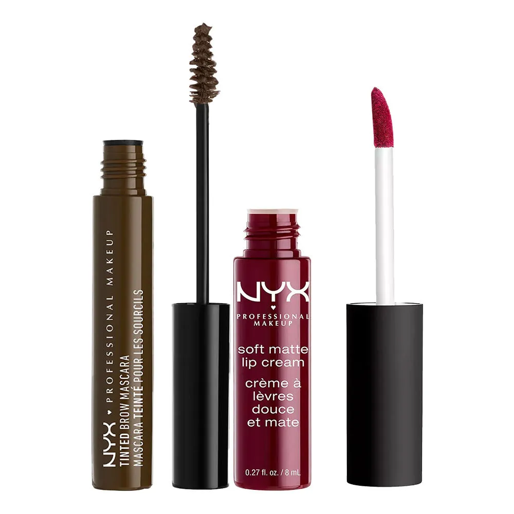 NYX Professional Makeup Must Haves - Tinted Brow Mascara Espresso & Soft Matte Lip Cream Copenhagen