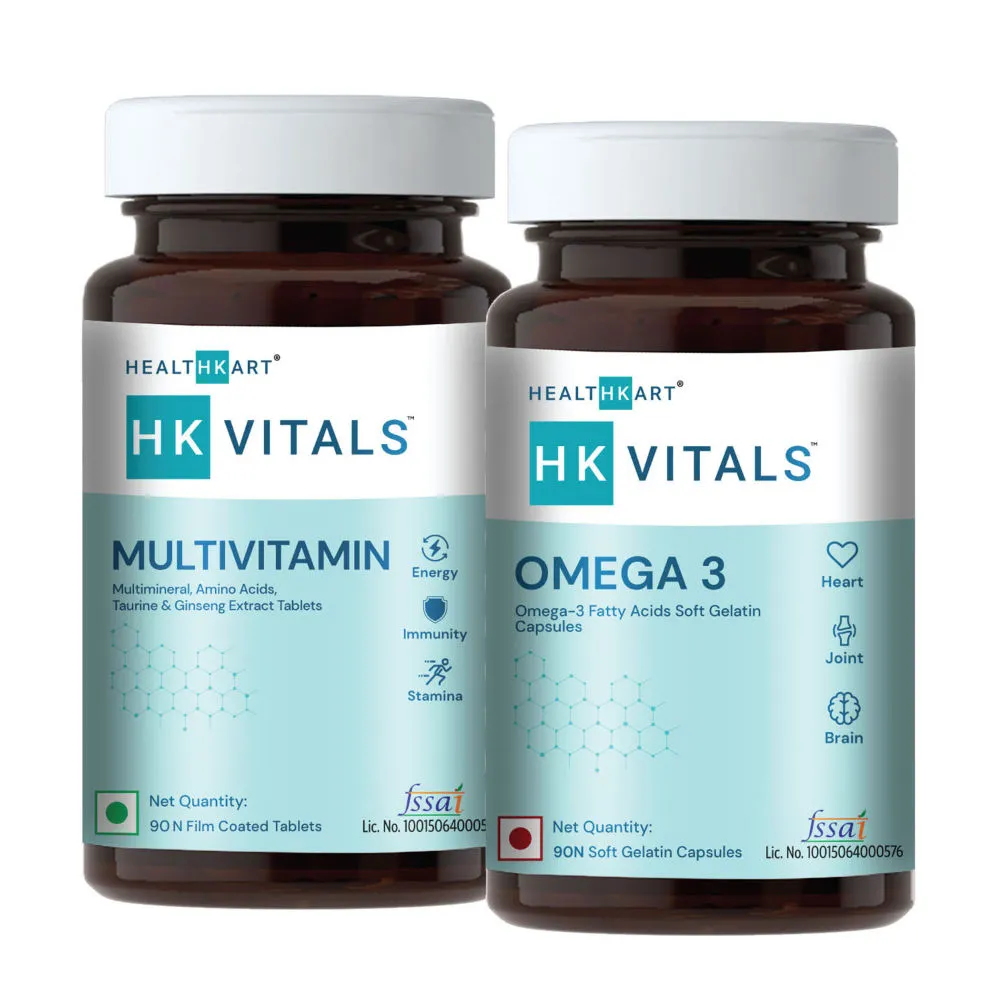 HealthKart HK Vitals Multivitamin with Omega 3 Fish Oil Supplement (Combo Pack)