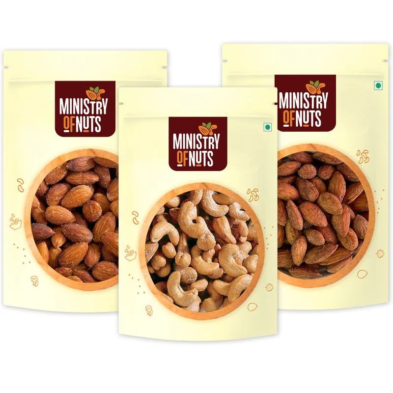 Ministry of Nuts Dry Fruits Roasted & Salted Almonds, Cashews & Tandoori Almonds