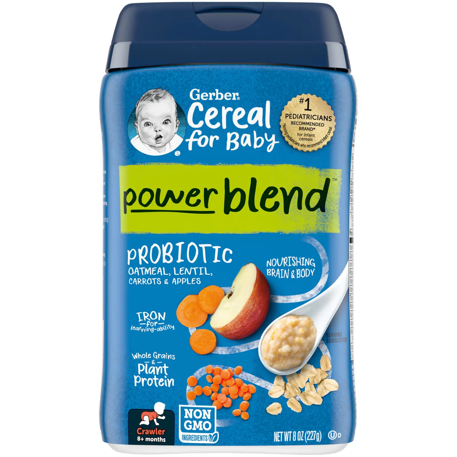 Cereal for Baby, Powerblend, 8+ Months, Probiotic Oatmeal, Lentil, Carrots & Apples, 8 oz (227 g)