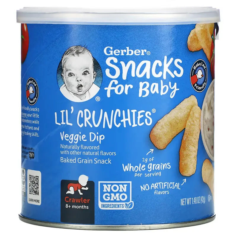 Snacks for Baby, Lil' Crunchies, Baked Grain Snack, 8+ Months, Veggie Dip, 1.48 oz (42 g)