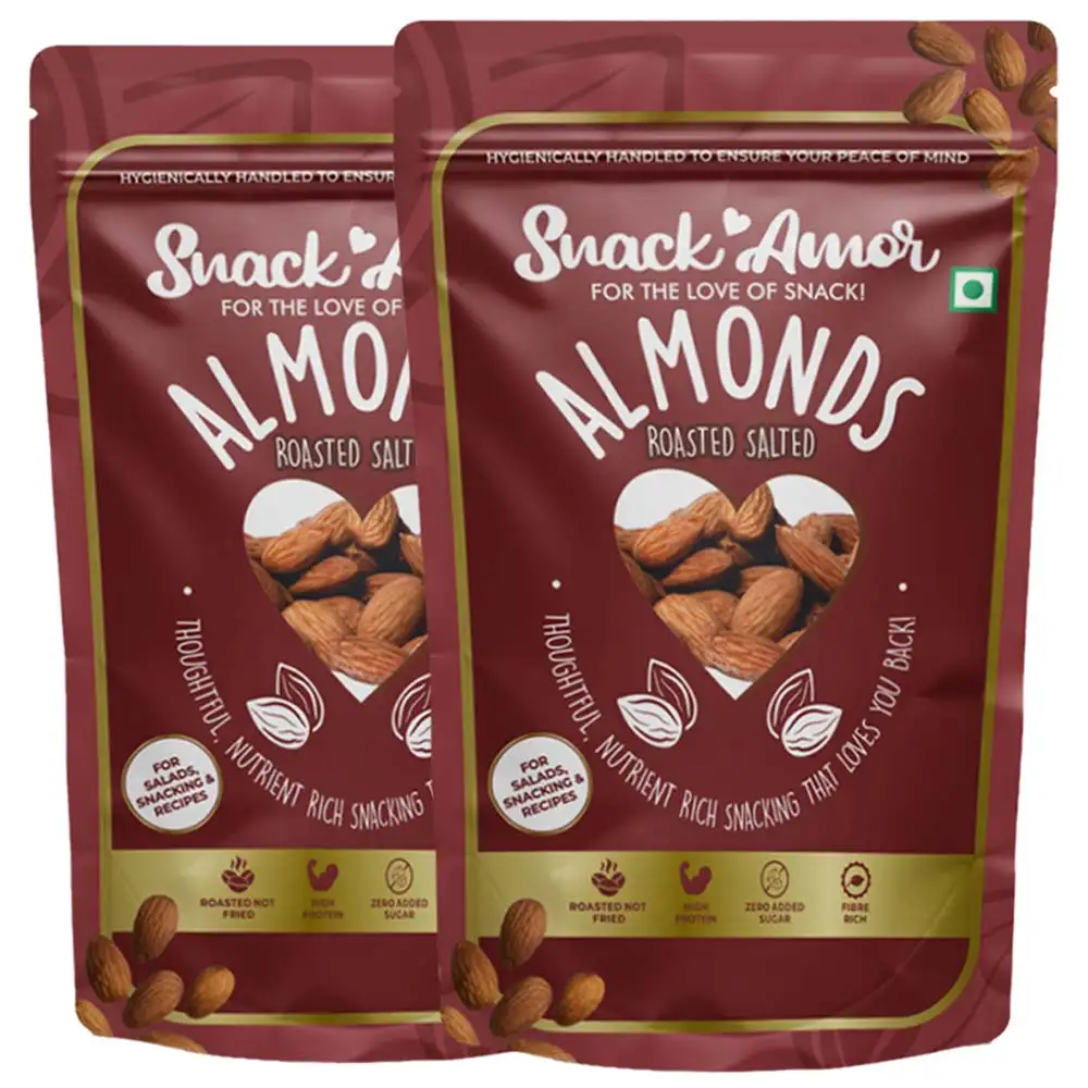 SnackAmor Roasted Salted Almonds,  170 g  Unflavoured (Pack of 2)