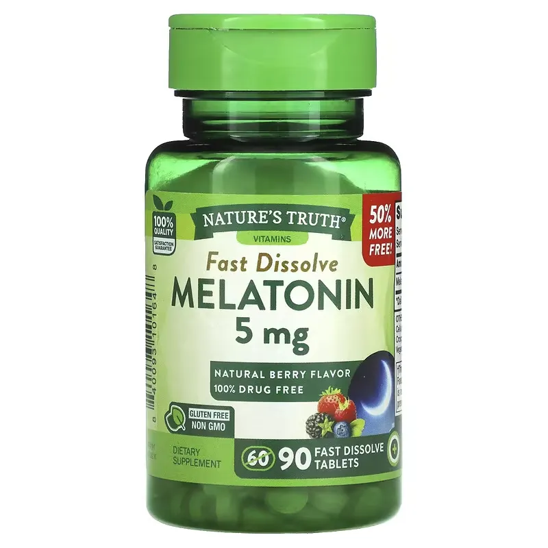 Melatonin, Natural Berry, 5 mg, 90 Fast Dissolve Tablets