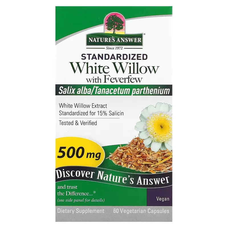 White Willow with Feverfew, 500 mg, 60 Vegetarian Capsules