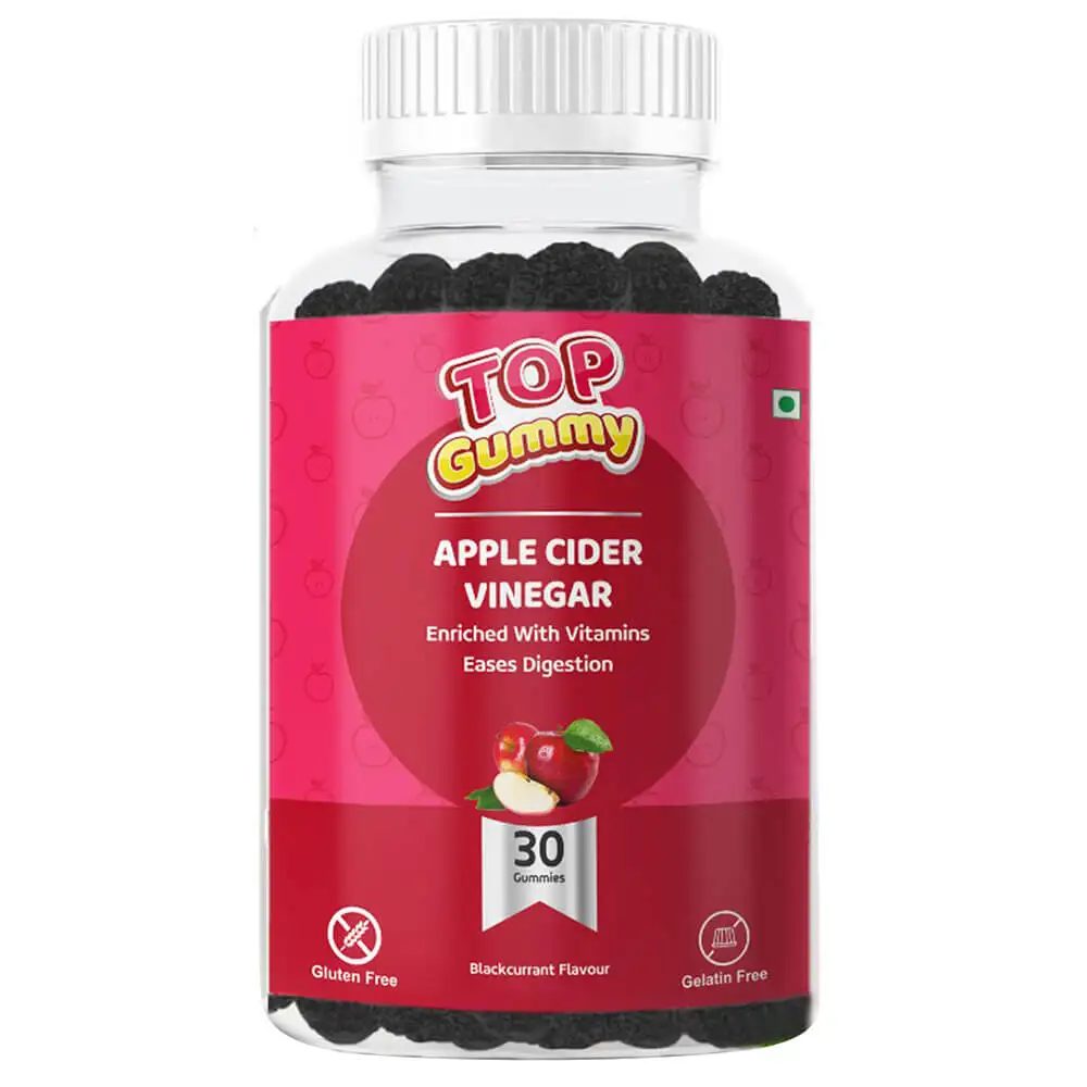 Top Gummy Apple Cider Vinegar Enrich with Vitamins Eases Digestion,  30 gummies  Blackcurrant