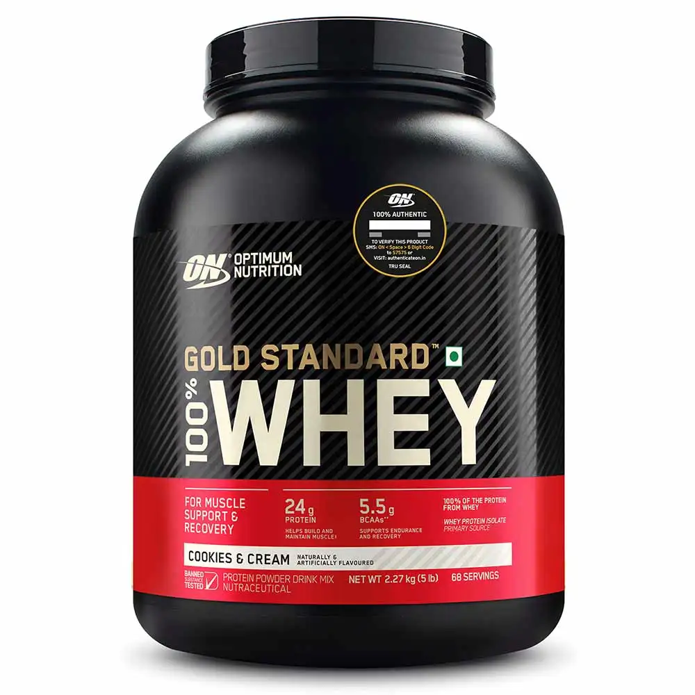 ON (Optimum Nutrition) Gold Standard 100% Whey Protein,  5 lb  Cookies & Cream