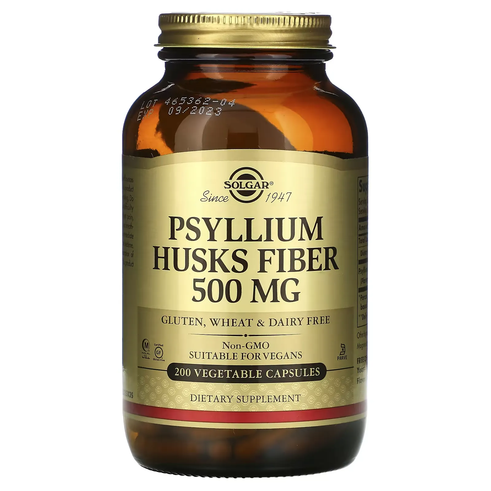 Psyllium Husks Fiber, 500 mg, 200 Vegetable Capsules