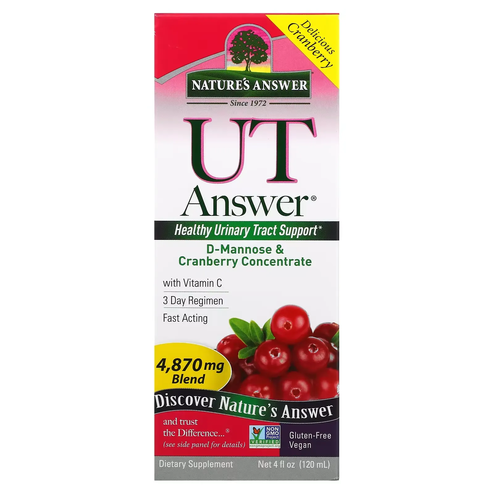 UT Answer, D-Mannose & Cranberry Concentrate, 4,870 mg, 4 fl oz (120 ml)