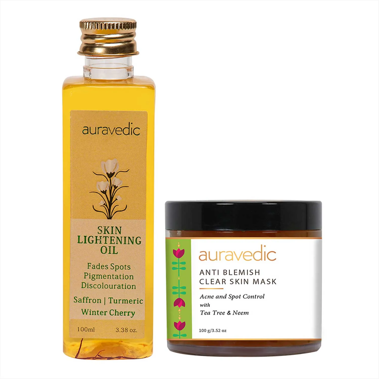 Auravedic Skin Lightening Oil + Anti Blemish Neem Face Mask