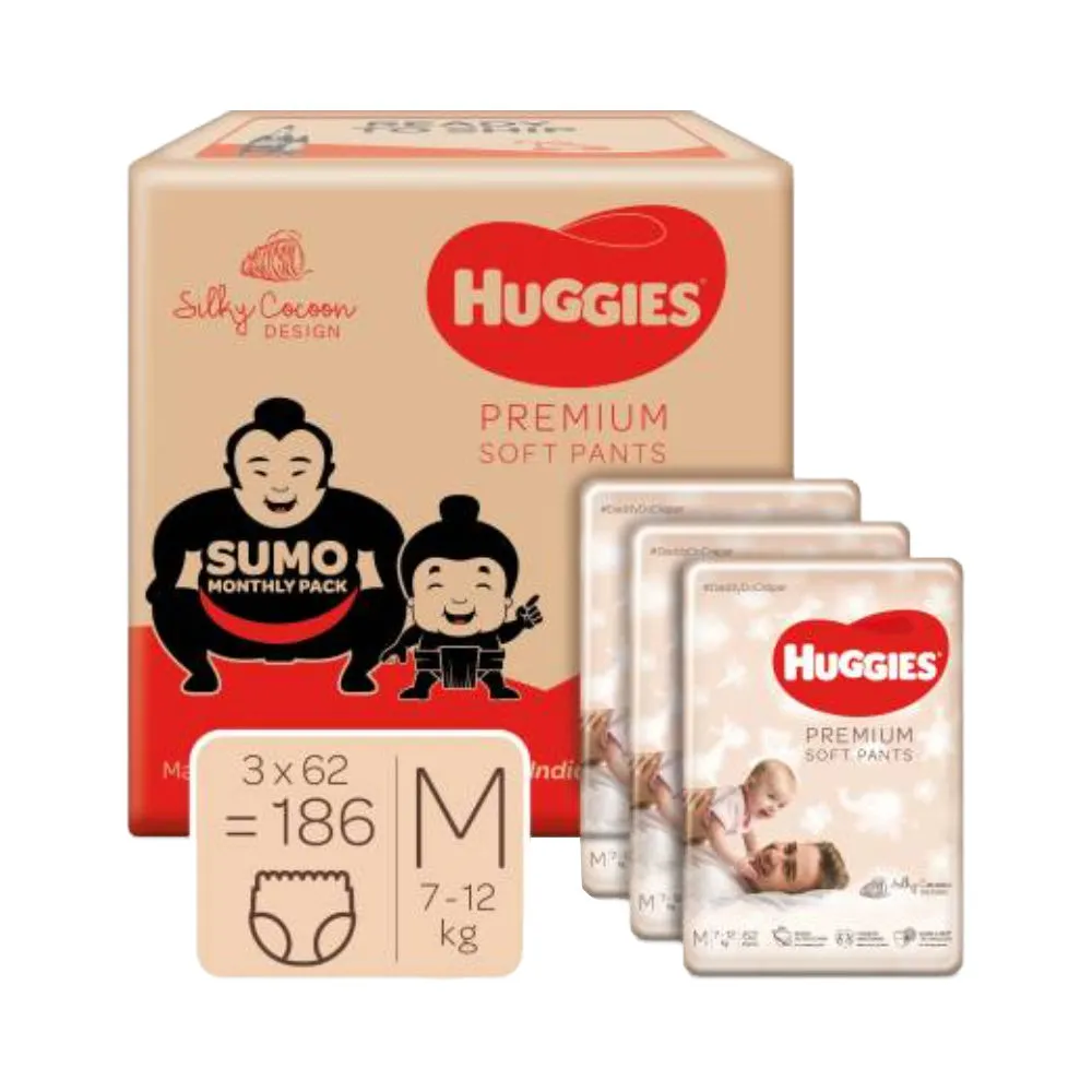 Huggies Premium Soft Pants Sumo Monthly Pack - Medium Size Diaper Pants