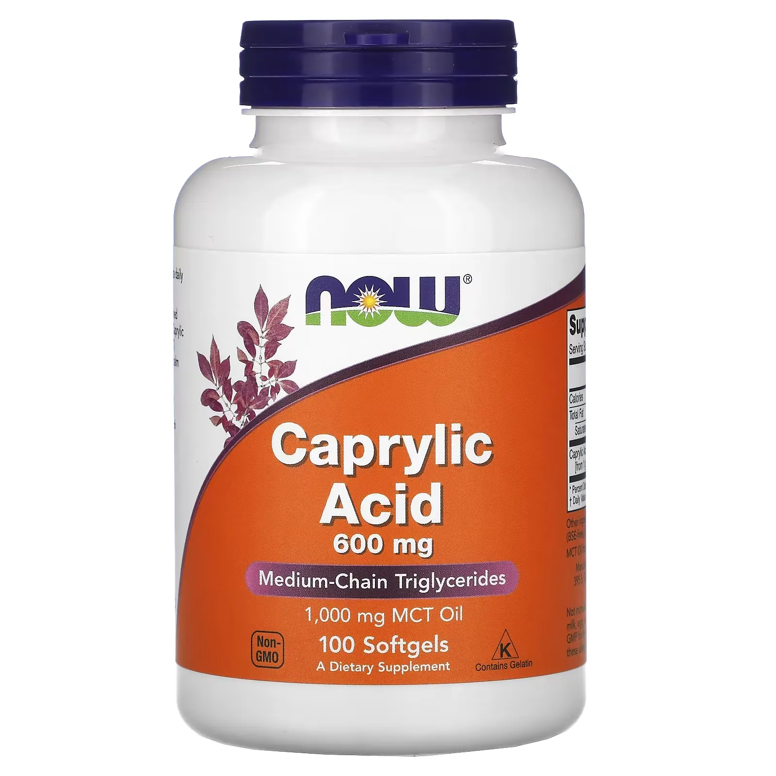 Caprylic Acid, 600 mg, 100 Softgels