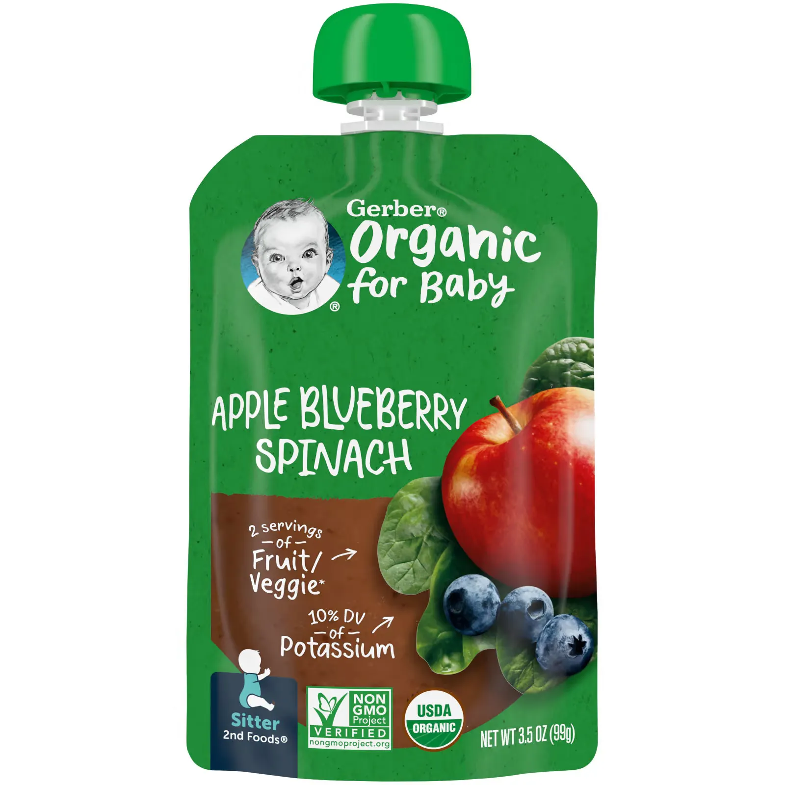 Organic for Baby, 2nd Foods, Apple, Blueberry, Spinach, 3.5 oz (99 g)