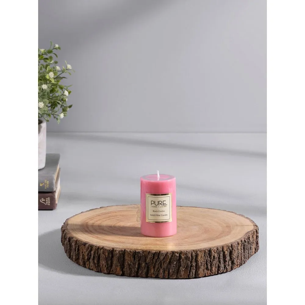 Pure Home + Living Set of 2 Small Pink Beachcomber Pillar Candle