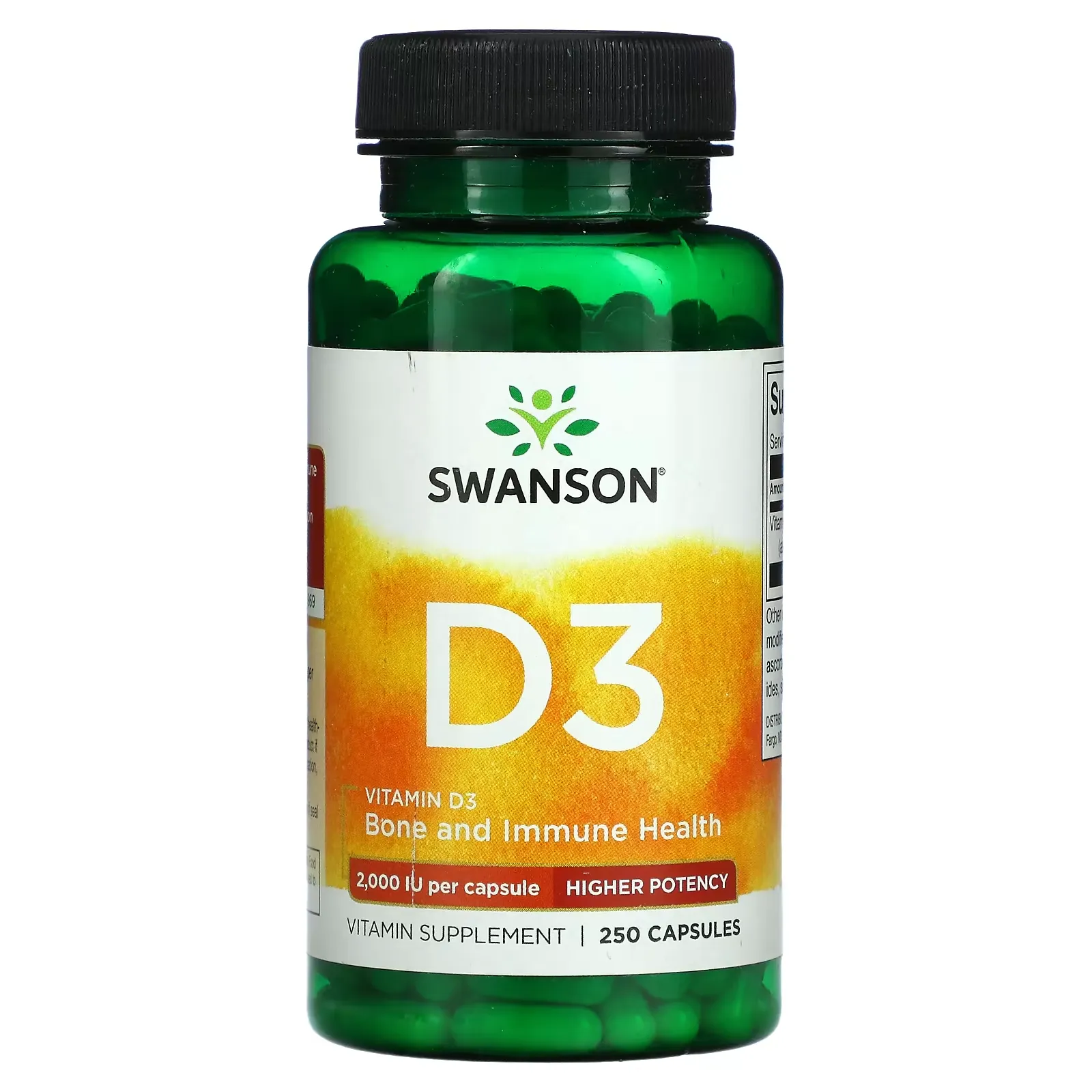 Vitamin D3,  2,000 IU, 250 Capsules