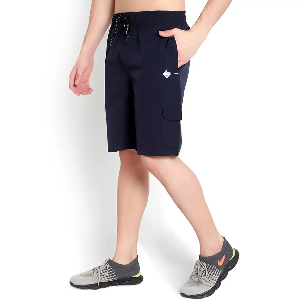 John Ally Dry-Fit Gym Workout Shorts with Zipper Pockets & Cargo Deep Pockets,  XL  Midnight Blue